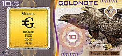 image of a goldnote 10 Grams obverse.
