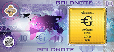 image of a 10 gram note reverse side.