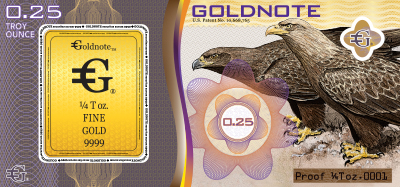 Quarter Troy ounce goldnote.